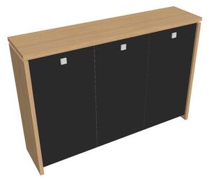 Verno közepes gardrób 188 x 46 x 130 cm, üvegajtó, világos tölgy / fekete