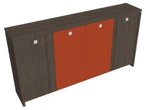 Verno közepes gardrób 248 x 46 x 130 cm, kombinált ajtó, antracit tölgy / narancs