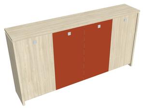 Verno közepes gardrób 248 x 46 x 130 cm, kombinált ajtó, akác / narancs