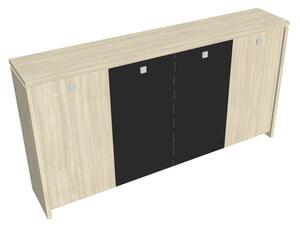 Verno közepes gardrób 248 x 46 x 130 cm, kombinált ajtó, akác / fekete