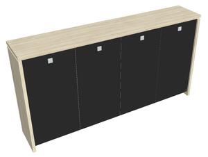 Verno közepes gardrób 248 x 46 x 130 cm, üvegajtó, akác / fekete