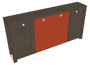 Verno+ közepes gardrób 260 x 46 x 130 cm, kombinált ajtó, antracit tölgy / narancs