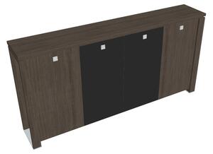Verno+ közepes gardrób 260 x 46 x 130 cm, kombinált ajtó, antracit tölgy / fekete