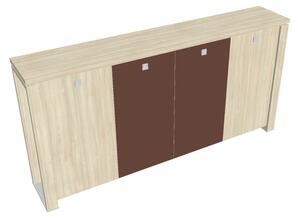 Verno+ közepes gardrób 260 x 46 x 130 cm, kombinált ajtó, akác / barna