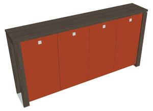 Verno+ közepes gardrób 260 x 46 x 130 cm, üvegajtó, antracit tölgy / narancs