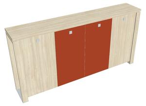 Verno+ közepes gardrób 260 x 46 x 130 cm, kombinált ajtó, akác / narancs