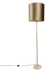 Fa állólámpa bronz bársonyernyővel 40 cm - Mels