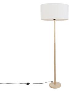 Fa állólámpa ovális vászonernyővel, fehér, 50 cm - Mels
