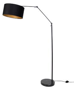 Állítható fekete állólámpa fekete lámpabúrával és arany belsővel 50cm - Editor