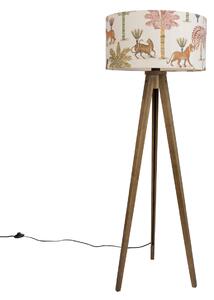 Fa állólámpa többszínű és állatmintás lámpabúrával 50 cm - Tripod Classic