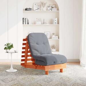 VidaXL viaszbarna tömör fenyőfa futon kanapéágy matraccal 60x206x11 cm