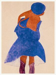 Festmény reprodukció Girl in a Blue Coat (Female Portrait) - Egon Schiele, (30 x 40 cm)