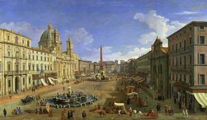 (1697-1768) Canaletto - Festmény reprodukció View of the Piazza Navona, Rome, (40 x 22.5 cm)