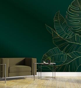 Fotótapéta Elegáns lombozat sötét smaragdzöld háttéren, Designer fali fotótapéta, Népszerű fotótapéta, u28334 - Tapeko.hu