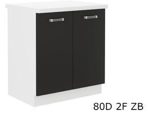 EPSILON 80D 2F ZB kétajtós alsó konyhaszekrény munkalappal, 80x82x60, fekete/fehér