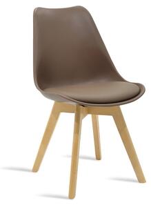 Gaston szék - szintetikus bőr mokka színű, tölgyfa lábakkal