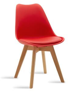 Gaston szék - szintetikus bőr piros színű, tölgyfa lábakkal
