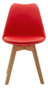 Gaston szék - szintetikus bőr piros színű, tölgyfa lábakkal