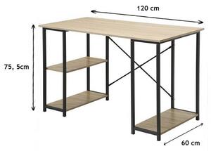 Ipari stílusú íróasztal 3 polccal (120 cm)
