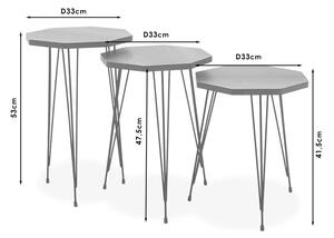 Matias lerakóasztal - 3 darabos szett, dió színben fekete lábakkal