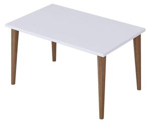 Zahar dohányzóasztal - fehér színű, barna fa lábakkal 72x45x42cm