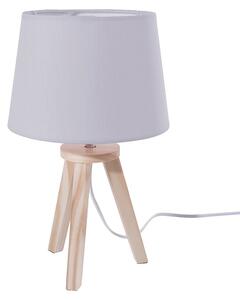 Trip asztali lámpa - szürke búra, natúr fa lábakkal, E14 18x30,5cm