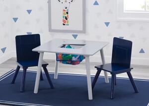 Delta gyerekasztal szett - asztal tárolóval és két navy színű székkel
