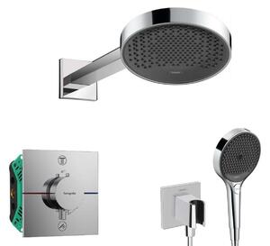 Hansgrohe - Zuhanyszett termosztáttal, rejtett, testtel, 25 cm átmérőjű, 3 fúvókával, krómozott SANI21HHH007