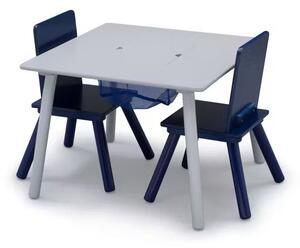 Delta gyerekasztal szett - asztal tárolóval és két navy színű székkel