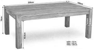 Massziv24 - WHITE WOOD 100x220 cm étkezőasztal festett akác