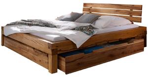 Massziv24 - YUKON ágy fiókkal 180x200cm, masszív természetes tölgy