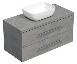 Fürdőszobaszekrény lappal SAT Cube Way 100x53x46 cm beton matt CUBE461003BESAT45