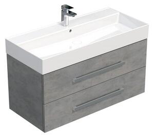 Fürdőszobaszekrény mosdókagylóval SAT Cube Way 100x53x46 cm beton matt CUBE461002BESAT