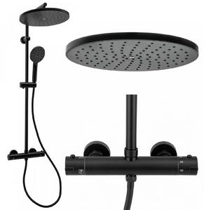 Erga Dubai, zuhanyszett termosztátos keverőcsappal és 30 cm-es fejzuhannyal, matt fekete, ERG-YKA-BP.DUBAJ-THERM-30-BLK