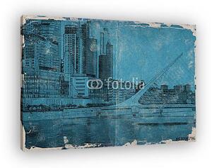 Vintage Grafik, Puerto Madero Buenos Aires Argentinien (vászonkép)