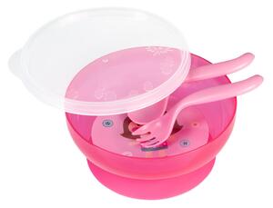 Canpol babies fedeles tányér kanállal és villával - rózsaszín