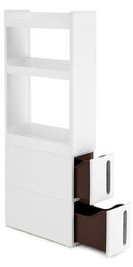 Műanyag tároló fiókok kekkel, tárolókocsi 2 fiókkal, 45x17x106,5 cm, fehér