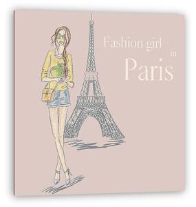 Paris Fashion lány az Eiffel-torony közelében (vászonkép)