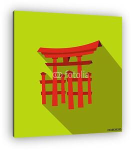 Lebegő Torii kapu, Japán ikon, lapos stílus (vászonkép)
