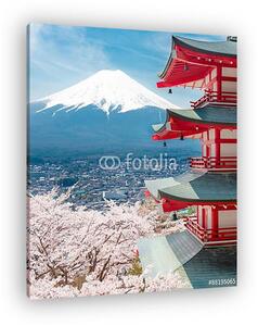 Chureito pagoda, háttér Fuji Mountain, Japán (vászonkép)