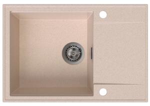SINK Quality Quality Sink55 gránit mosogató, 680x460x215 mm + grafit szifon, bézs, SKQ-SINK.P.1KDO.XB