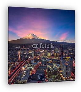 Szürkületi kilátás Yokohama város és Mt. Fuji (vászonkép)