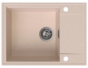 SINK Quality Quality Sink55 gránit mosogató, 620x460x215 mm + grafit szifon, bézs, SKQ-SINK.P.1KKO.XB