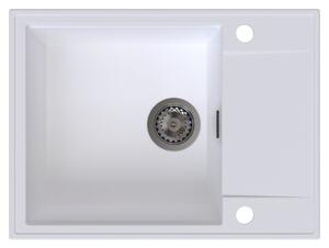 SINK Quality Quality Sink55 gránit mosogató, 620x460x215 mm + grafit szifon, fehér, SKQ-SINK.W.1KKO.XB
