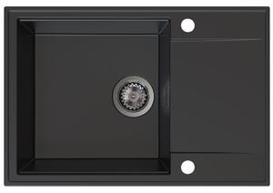 SINK Quality Quality Sink55 mosogató, gránit mosogató 680x460x215 mm + grafit szifon, fekete, SKQ-SINK.C.1KDO.XB