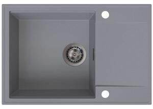 SINK Quality Quality Sink55 mosogató, gránit konyhai mosogató 680x460x215 mm + grafit szifon, szürke, SKQ-SINK.D.1KDO.XB