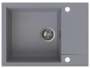 SINK Quality Quality Sink55 mosogató, gránit konyhai mosogató 620x460x215 mm + grafit szifon, szürke, SKQ-SINK.D.1KKO.XB