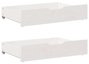 VidaXL 2 db fehér tömör fenyőfa ágy alatti fiók 80 x 55 x 16 cm