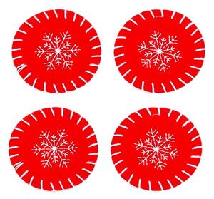 Piros poháralátét szett karácsonyi mintával 4 db-os – Casa Selección