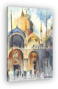 Velencei akvarellfestés San-Marco templom templomi üdvözlőlap (vászonkép)
